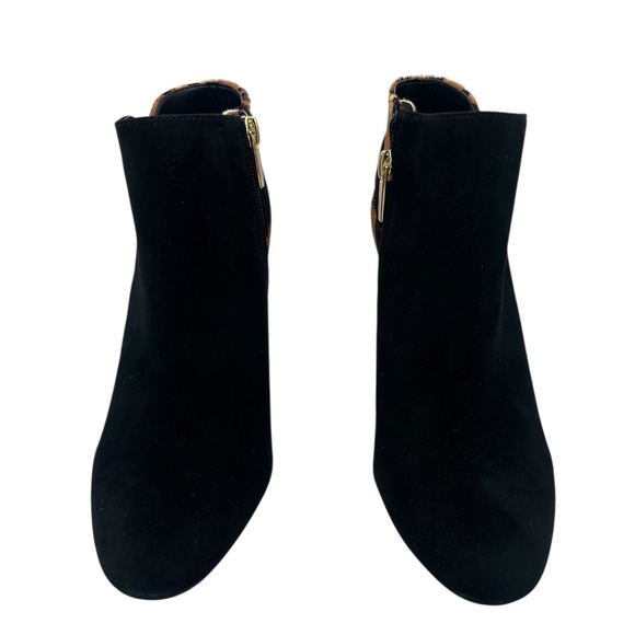 Vince Camuto Black Suede Leopard Print Ankle Booties Heels Women's 8.5M - Picture 6 of 13